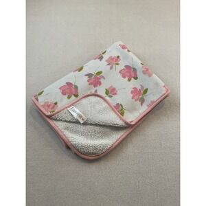 Bundles Baby Place Blanket Pink Floral Rose Sherpa White 30x38